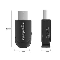 Basics 2-in-1 Bluetooth 5.0 Transmitter Receiver | USB Plug & Play Audio Adapter with Mic | Dual Mode TX/RX | 3.5mm AUX Support | Portable, Compact Design