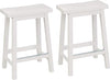 Basics Solid Wood Saddle-Seat Kitchen Counter-Height Stool, 24-Inch Height, White - Set of 2