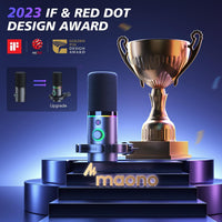 MAONO PD200XS XLR/USB Dynamic Microphone with RGB Lighting & Boom Arm | Professional Gaming, Podcast & Streaming Microphone