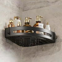 VMMPL SquareUp Bathroom Corner Shelf Wall Mount | Self-Adhesive No Drill Storage Rack | ABS Plastic Organizer for Bathroom & Kitchen | Black | Pack of 2
