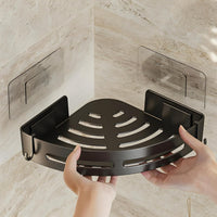 VMMPL SquareUp Bathroom Corner Shelf Wall Mount | Self-Adhesive No Drill Storage Rack | ABS Plastic Organizer for Bathroom & Kitchen | Black | Pack of 2