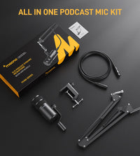 MAONO PD100S XLR Dynamic Microphone for Podcast | Cardioid Studio Microphone with Boom Arm, Voice Isolation Technology & Metal Body for Recording, Streaming, Voice Over & Home Studio