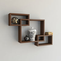 Cherry Wood Intersecting Floating Shelf – Stylish Wall-Mounted Display for Home & Office