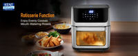 KENT Digital Air Fryer Oven 12L | 1800W | 360° Rapid Heat Circulation | 10 Preset Menus | Bake, Grill & Roast | Digital Display & Touch Control Panel | Dehydration & Rotisserie Function