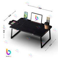 BrandFlex Study Table Bed Table Premium Laptop Table/Foldable and Portable Wooden/Writing Desk for Office/Home/School (U$A COTTED ABLACK), 59.7 cm, 10 cm