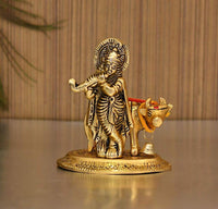 VMMPL- Premium Bhaiya Bhabhi Rakhi Set with Krishna Idol | Handmade Metal Idol, Kundan & Lumba Rakhi, Tilak Set & Greeting Card | Raksha Bandhan Gift Combo
