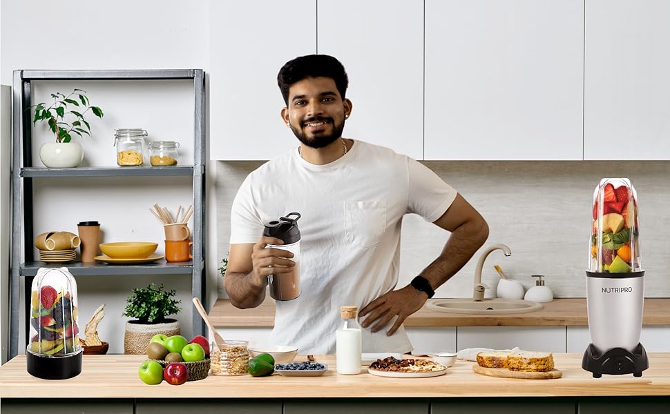 NutriPro 500W Juicer Mixer Grinder | Smoothie Maker with 2 Jars & Stainless Steel Blade | Powerful Motor | Silver | Dishwasher Safe | 1-Year Warranty