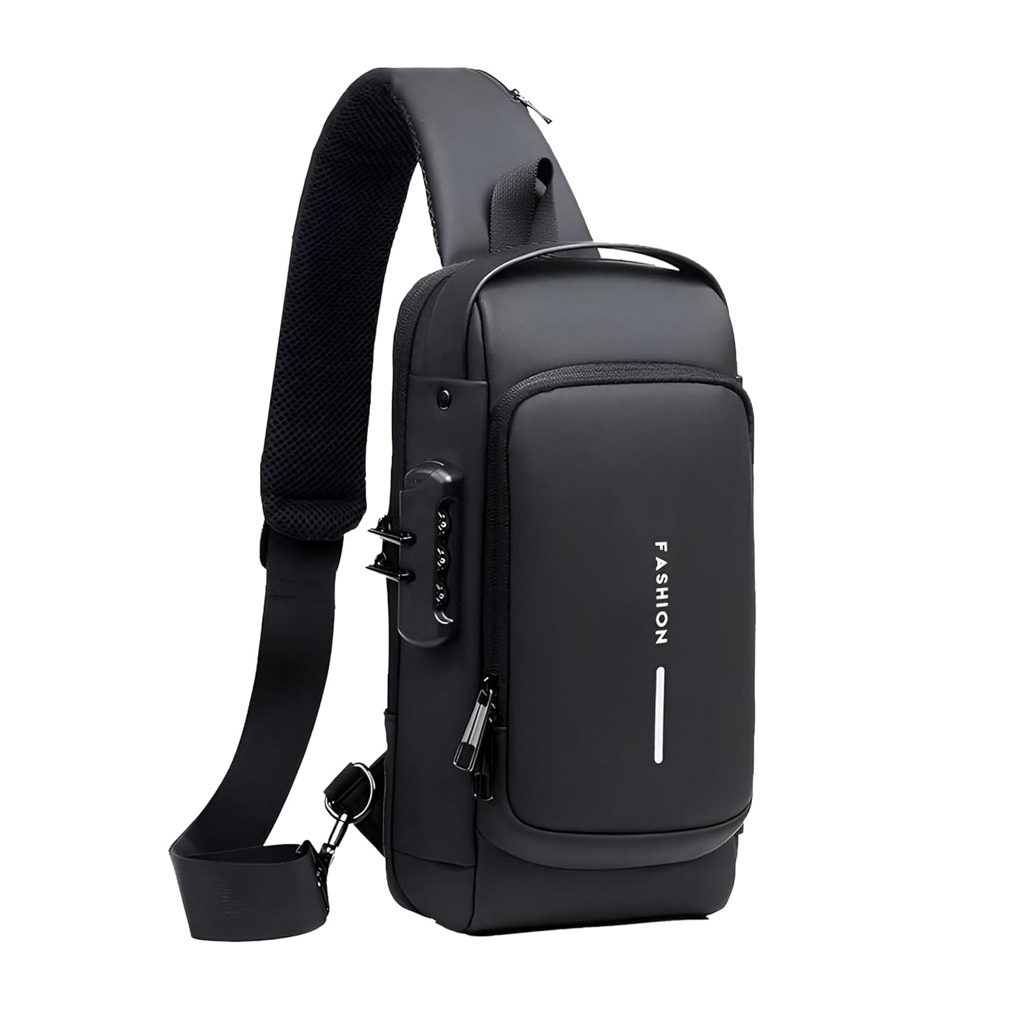 VMMPL Sling Bag for Men | Stylish Crossbody Chest Bag with USB Charging Port | Anti-Theft Shoulder Backpack for Men & Women | Travel Messenger Bag (Black – 17 x 9 x 32 cm)