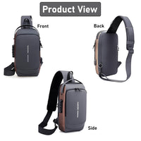 VMMPL Storite Sling Bag for Men Stylish Crossbody Backpack for Men &amp; Women, Anti-Theft Chest Bag with USB Charging Port, Messenger Bags, Casual Shoulder Bag (Grey Brown - 17 x 9 x 32 cm)