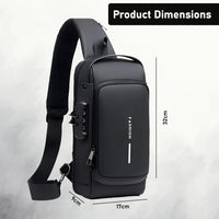 VMMPL Sling Bag for Men | Stylish Crossbody Chest Bag with USB Charging Port | Anti-Theft Shoulder Backpack for Men & Women | Travel Messenger Bag (Black – 17 x 9 x 32 cm)