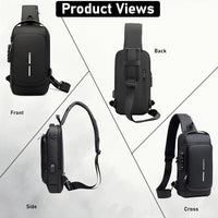 VMMPL Sling Bag for Men | Stylish Crossbody Chest Bag with USB Charging Port | Anti-Theft Shoulder Backpack for Men & Women | Travel Messenger Bag (Black – 17 x 9 x 32 cm)