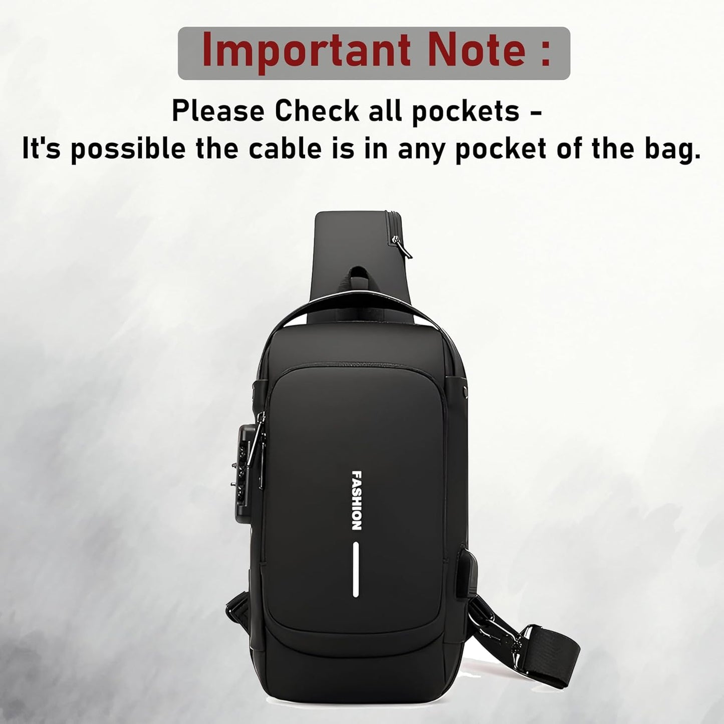 VMMPL Sling Bag for Men | Stylish Crossbody Chest Bag with USB Charging Port | Anti-Theft Shoulder Backpack for Men & Women | Travel Messenger Bag (Black – 17 x 9 x 32 cm)