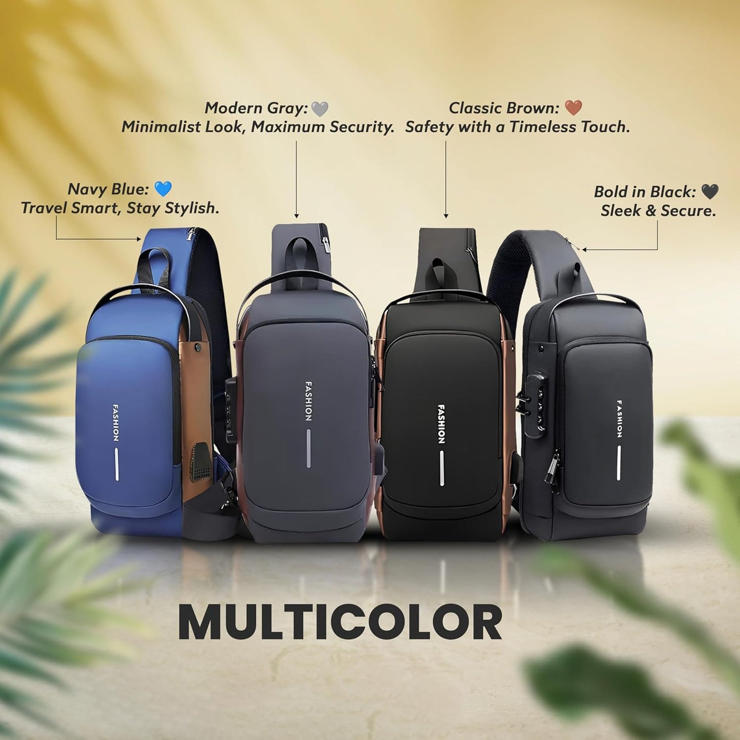 VMMPL Sling Bag for Men | Stylish Crossbody Chest Bag with USB Charging Port | Anti-Theft Shoulder Backpack for Men & Women | Travel Messenger Bag (Black – 17 x 9 x 32 cm)