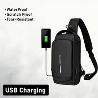 VMMPL Sling Bag for Men | Stylish Crossbody Chest Bag with USB Charging Port | Anti-Theft Shoulder Backpack for Men & Women | Travel Messenger Bag (Black – 17 x 9 x 32 cm)