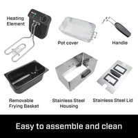 iBELL DF310M Electric Deep Fryer | 3 Litre Stainless Steel Body | 2000W High-Power Heating | Variable Temperature Control | Lid + Removable Basket | Silver
