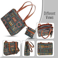 VMMPL Storite Women's Tote Bag with Leather Handles & Embroidery Print