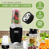 INALSA Jazz 600 Mixer Grinder | 600W Copper Motor | 5 Jars with Froth Blade | Smoothie Maker, Nutri Blender, Juicer & Grinder | Pulse Technology | 2-Year Warranty | Black/Silver
