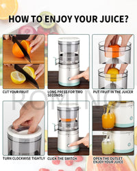 ROMINO Rechargeable Citrus Juicer | Portable Wireless Juicer for Oranges, Pomegranates & Lemons | BPA-Free Electric Juicer with USB Charging | Multicolour | 320g | 90% Juice Yield