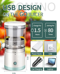 ROMINO Rechargeable Citrus Juicer | Portable Wireless Juicer for Oranges, Pomegranates & Lemons | BPA-Free Electric Juicer with USB Charging | Multicolour | 320g | 90% Juice Yield