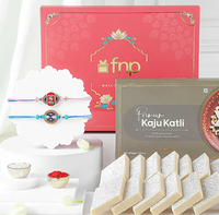 Cultural Charm Ethnic Rakhi Set of 2 with Premium Kesar Kaju Katli (200g) | Includes Roli Chawal | Festive Gift Hamper for Raksha Bandhan