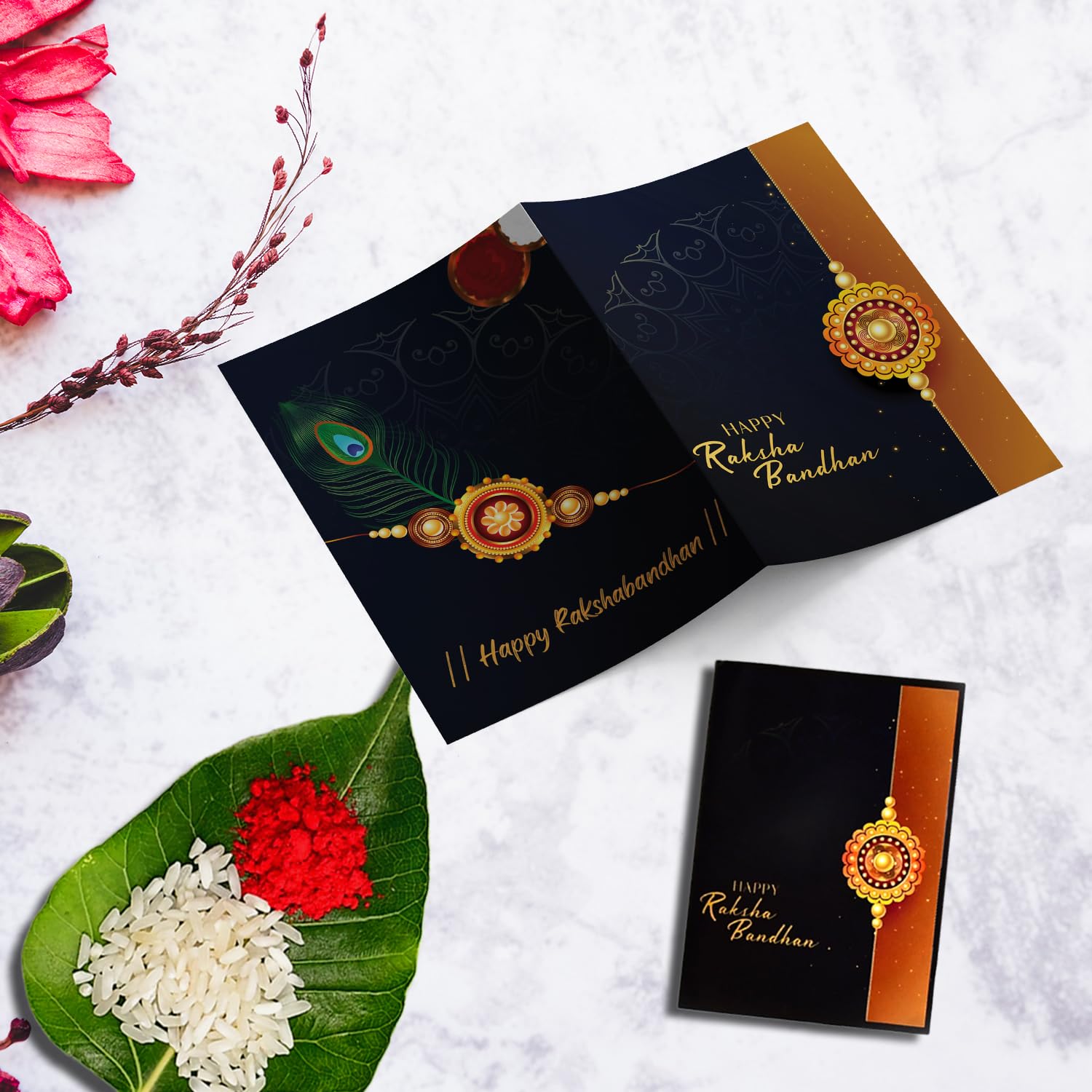 VMMPL Rakhi Combo Set for Brother – Includes 1 Designer Rakhi, Silver Pooja Coin, Greeting Card, Tilak Set & Assorted Chocolates | Vegetarian Gift Pack (K1_531_SP)