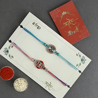Cultural Charm Ethnic Rakhi Set of 2 with Premium Kesar Kaju Katli (200g) | Includes Roli Chawal | Festive Gift Hamper for Raksha Bandhan