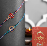 Cultural Charm Ethnic Rakhi Set of 2 with Premium Kesar Kaju Katli (200g) | Includes Roli Chawal | Festive Gift Hamper for Raksha Bandhan