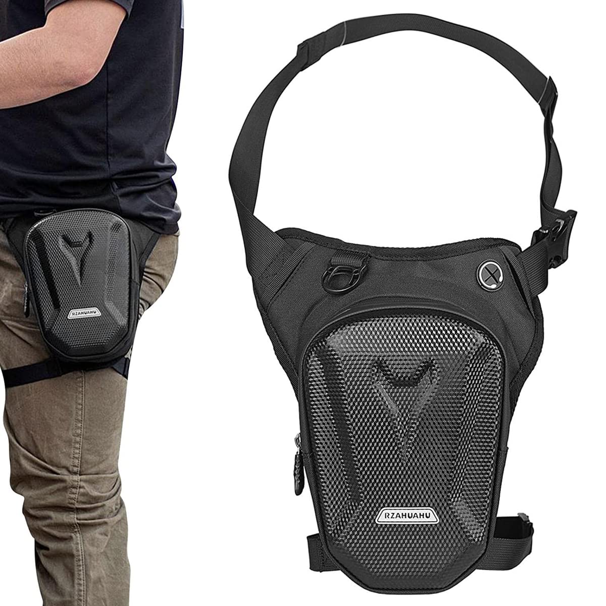 VMMPL Optifit® Thigh Bag for Bikers | Waterproof Waist & Leg Bag with Large Capacity | EVA Tactical Multi-Function Outdoor Sports Pouch for Riding, Hiking, Climbing (Black)