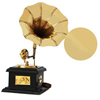 VMMPL JaipurCrafts Brass Vintage Gramophone Showpiece for Home and Living Room, 17 cm, Gold, 1 Piece