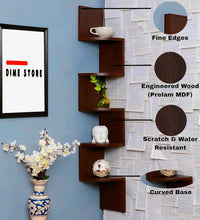 Dime Store Wooden Wall Shelves | Corner Wall Shelf | Hanging Corner Shelves for Living Room, Floating Wall Mounted Shelfs 5 Tier for Home Decoration Items