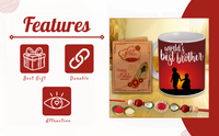 Vmmpl TRENDS Rakhi Gift Combo for Brother – Best Brother Ever Printed Coffee Mug (325ml) with Designer Rakhi, Roli Chandan Set & Rakhi Greeting Card | Raksha Bandhan Gift