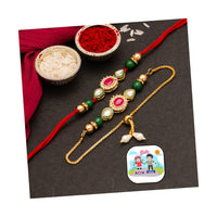 VMMPL Premium Floral Rakhi Set with Fridge Magnet & Greeting Card | Handmade Cotton Rakhi Bracelet for Brother | Raksha Bandhan Gift Combo | Multicolor | Traditional Style