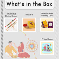 VMMPL Premium Floral Rakhi Set with Fridge Magnet & Greeting Card | Handmade Cotton Rakhi Bracelet for Brother | Raksha Bandhan Gift Combo | Multicolor | Traditional Style