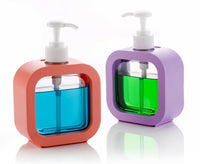 OLMARTT KITCHENWARE Plastic Soap Dispenser Refillable Hand Wash Liquid Dispenser Shower Bottles Dish Detergent Bottle Shampoo Lotion Bottle with Pump for (300 Ml) Purple & Orange Colouer