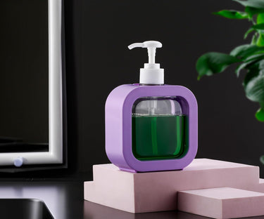 OLMARTT KITCHENWARE Plastic Soap Dispenser Refillable Hand Wash Liquid Dispenser Shower Bottles Dish Detergent Bottle Shampoo Lotion Bottle with Pump for (300 Ml) Purple & Orange Colouer