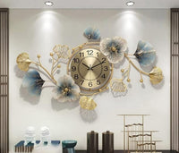 Stylish Luxury Designer Antique Analog Silent Wall Clock | Large Decorative Metal Clock for Home, Living Room, Office, Bedroom – Floral Mo-2 Design