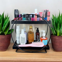 12FOR COLLECTION 2-Tier Metal Organizer | Freestanding Countertop Storage Rack for Kitchen, Bathroom, Office (Black)