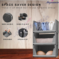 Foldable Wardrobe Organizer for Clothes Storage (Grey, Pack of 3)