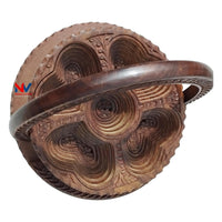 Handcrafted Foldable Wooden Basket – Round, Brown, 25 cm