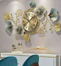Stylish Luxury Designer Antique Analog Silent Wall Clock | Large Decorative Metal Clock for Home, Living Room, Office, Bedroom – Floral Mo-2 Design