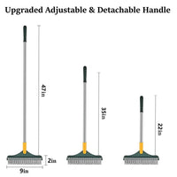 VMMPL 3 in 1 Bathroom Cleaning Brush with Wiper & Squeegee | Long Handle Floor Scrub Brush for Bathroom, Tiles, Shower, Window & Glass Cleaning | Multifunctional Tile Cleaner Brush (Yellow/Green)