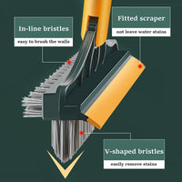 VMMPL 3 in 1 Bathroom Cleaning Brush with Wiper & Squeegee | Long Handle Floor Scrub Brush for Bathroom, Tiles, Shower, Window & Glass Cleaning | Multifunctional Tile Cleaner Brush (Yellow/Green)