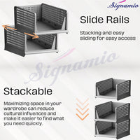 Foldable Wardrobe Organizer for Clothes Storage (Grey, Pack of 3)