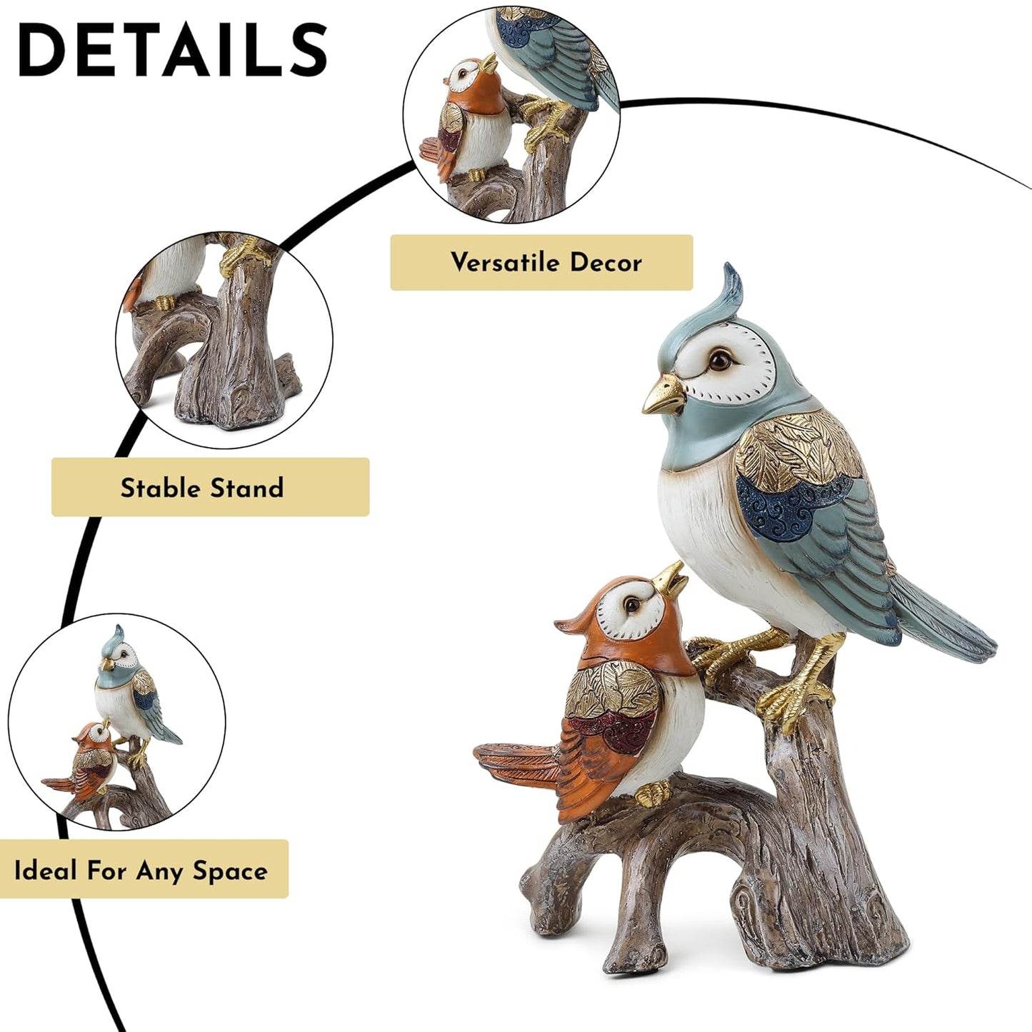 Multicolour Bird Resin Figurine – Elegant Home Décor Showpiece