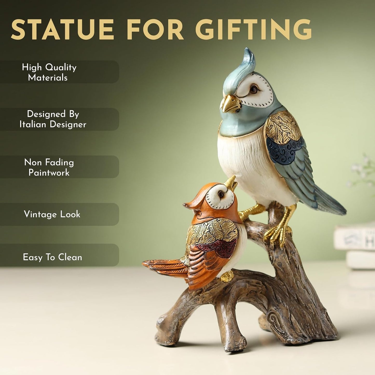 Multicolour Bird Resin Figurine – Elegant Home Décor Showpiece