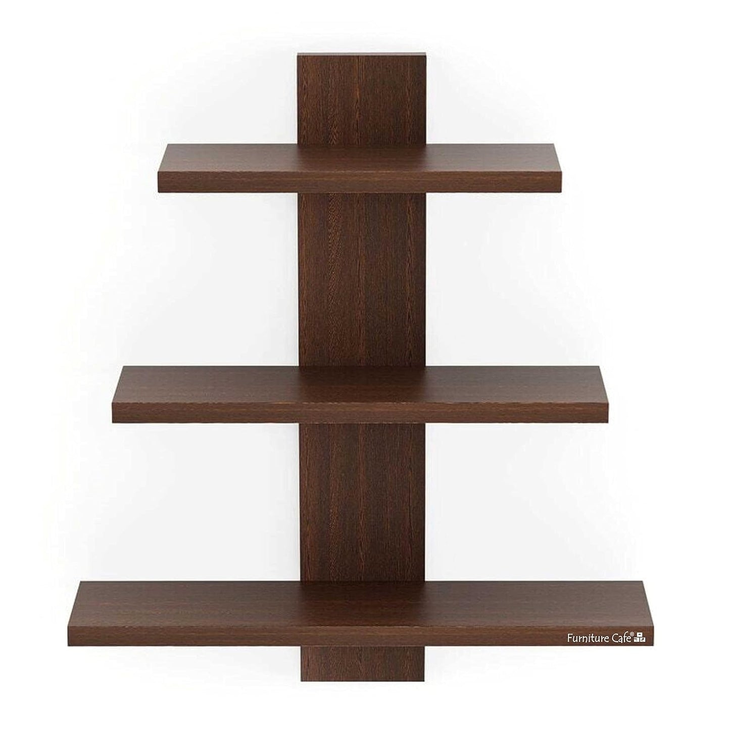 Engineered Wood 5-Shelf Wall Mount – Modern Wooden Wall Shelf for Bedroom & Living Room (Wenge, Medium Size)