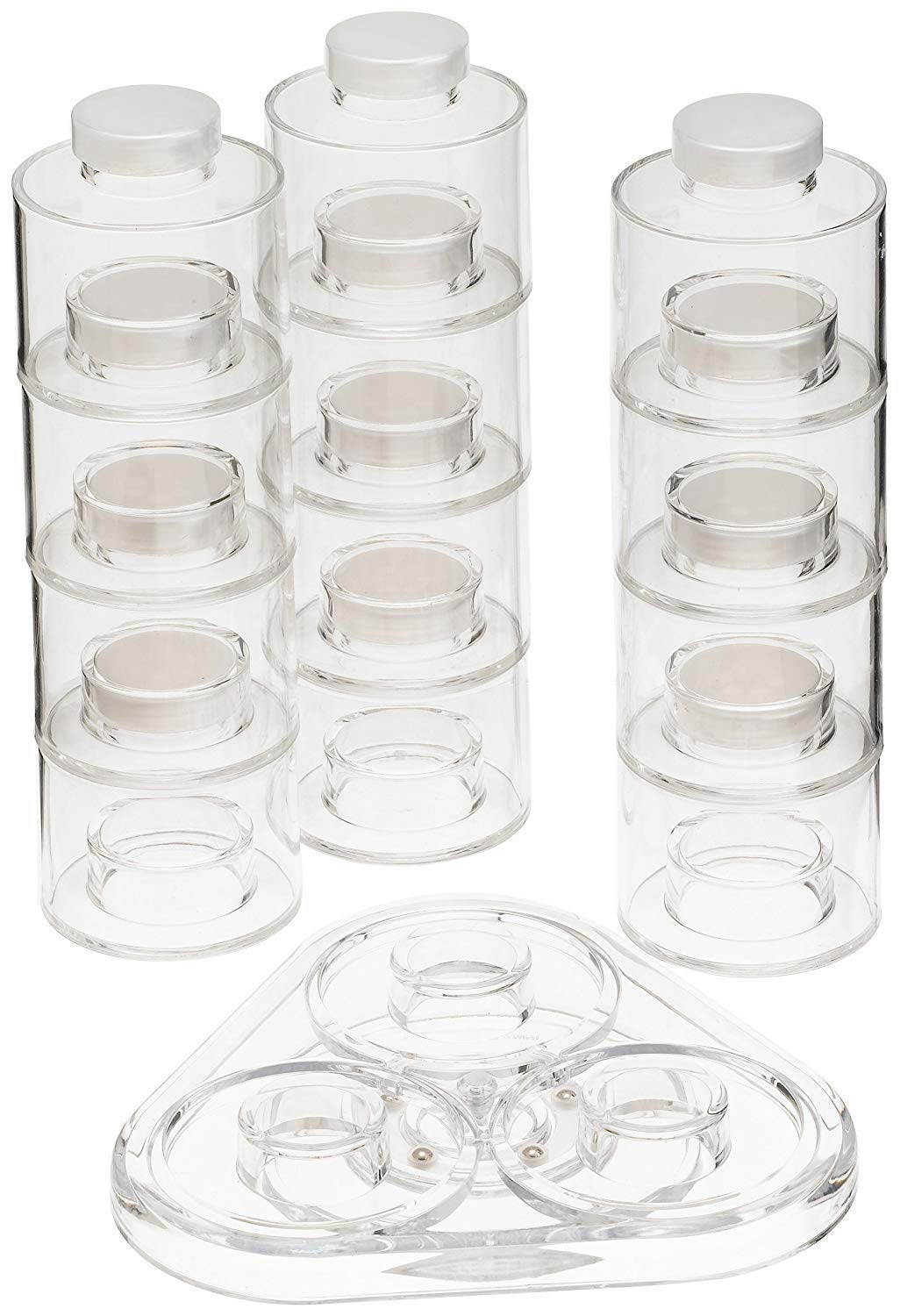 Ostin 6 Pcs Stackable Spice Tower Carousel | Transparent Acrylic Spice Rack | Space-Saving Kitchen Organizer