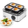 AGARO Grand Egg Boiler and Poacher – 2-in-1 Multifunctional Egg Cooker & Vegetable Steamer | 500W Stainless Steel Body, Boils 8 Eggs, Poaches 4 Eggs, 3 Boiling Modes, Transparent Lid, Silver Finish
