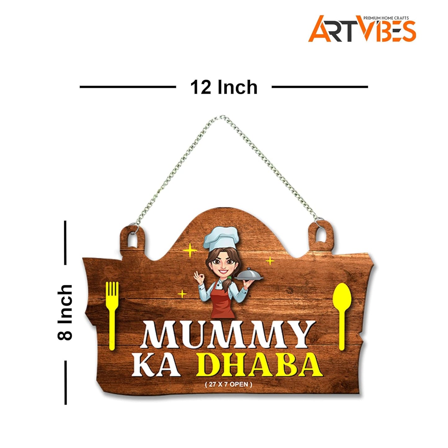 Artvibes Kitchen Wall Hanging for Home Decor | Wooden Decorative Quote Art | Wall Decoration for Living Room, Bedroom, Office (30 x 20 cm)