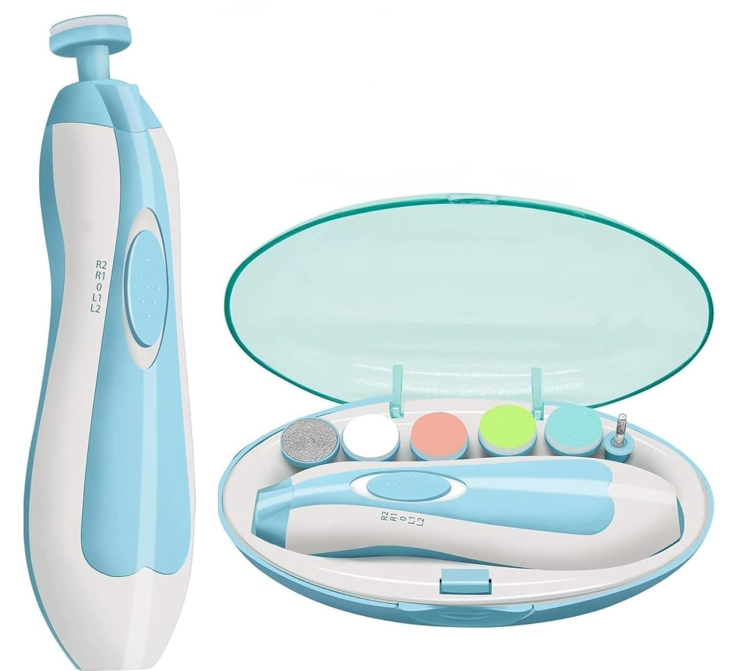 VMMPL Baby Nail Trimmer Electric for Newborns with Light | Safe Baby Nail File Set with 6 Grinding Pads | Electric Nail Clipper for Infant, Toddler, Kids & Mom | Compact & Silent Nail Cutter Kit – Multi Color